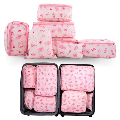 Collectibles Barbie Beauty 7 Piece Soft Storage Organization Packing Cubes Travel Set (Officially Licensed Product) By Franco