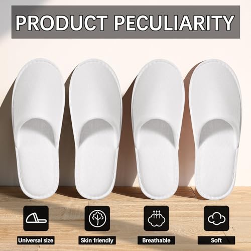 12Pairs disposable slipper disposable slippers for guests hotel slippers spa slippers Pack for Hotel, Spa, Travel, Shoeless Home, White Closed Toe (US Men Size 10, Women 11)4
