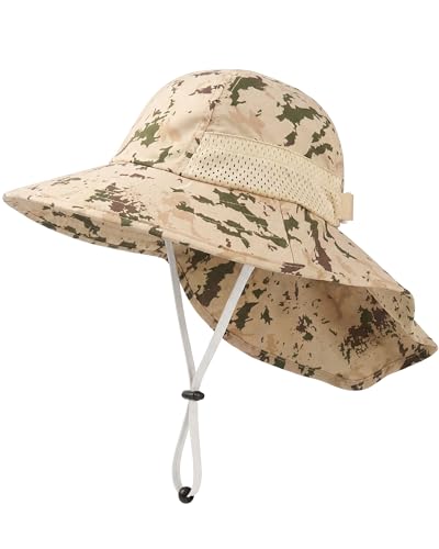 Image of Toddler Baby Sun Hat Kids Summer Beach Essentials Adjustable Beach Hats with Bucket Wide Brim for Boys Girls Age 0-14 Years