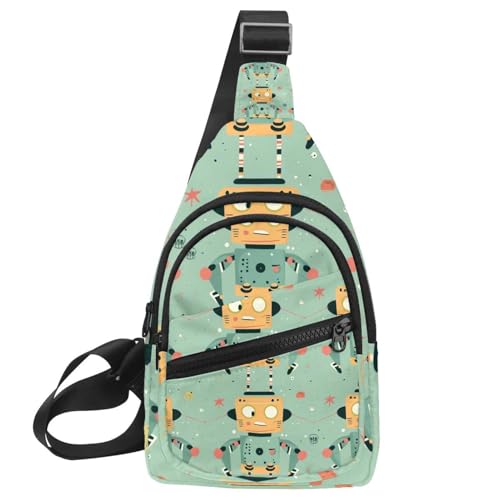 Mochila cruzada de robot verde con correa ajustable para running