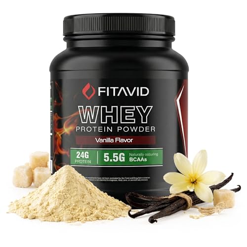 Image of Whey Protein Powder - 24g Protein, 5.5g BCAAs, Whey Isolate Blend, Low Sugar Protein Powder for Muscle Recovery & Lean Muscle, Post Workout Protein, 2 lb, 30 Servings (Vanilla)