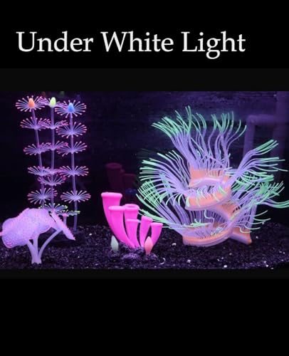 ZtohPyo-4-Pieces-Aquarium-Fish-Tank-Decorations-with-Glowing-Effect-Silicone-Glow-Artificial-Ornament-Coral-Reef-Plants-for-Aquarium-Decoration-Small-and-Large-Fish-Bowl-Decor-Accessories