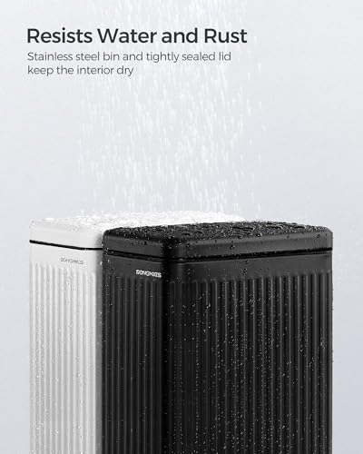 Cubo de basura para baño de acero inoxidable negro antihuellas 4