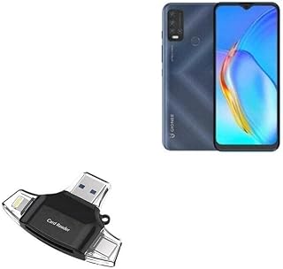 BoxWave Smart Gadget Compatible with Gionee P15 Pro - AllReader SD Card Reader, microSD Card Reader SD Compact USB - Jet Black