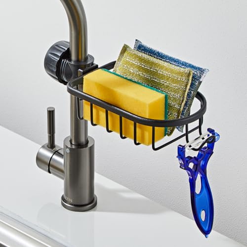 Hoinerus Kitchen Dish Sponge Holder Faucet Caddy Shower Rod Soap Basket Washing Ball Hanger,Faucet Shower Rod Assembled by Hoinerus - Used condition - US$7.45