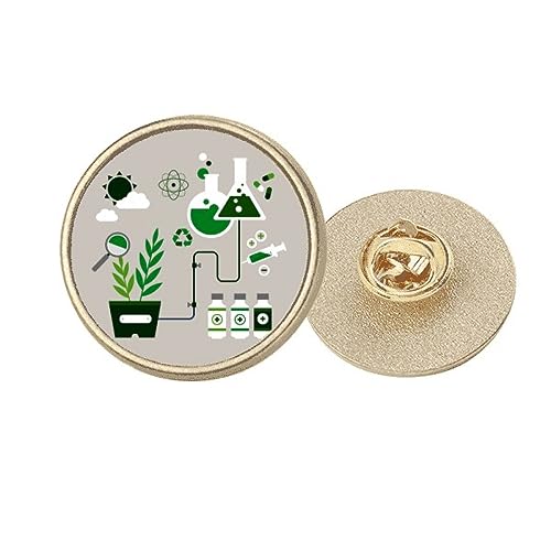 Broche ronde chimie en métal doré avec attache sécurisée taille M
