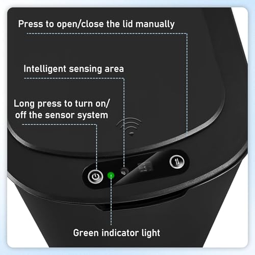 Image of 2 Pack Automatic Bathroom Trash Can 2.6 Gal & 6.1 Gal,Touchless Electric Garbage Can with Lid,Motion Sensor Smart Plastic Wastebasket,Slim Waterproof Trash Bin for Bedroom Office Kitchen (Black)
