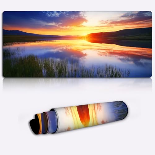 Tapis de souris XXL coucher de soleil pour un bureau zen et ordonné