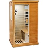 Diagsh Sauna 1 to 2 Person Infrared Sauna Hemlock Wood Indoor Sauna with Bluetooth，LED Control Pane