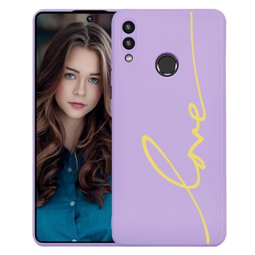 Kaywzo Funda para Samsung Galaxy A10S,Carcasa de Suave Silicona con Patrón de Línea 'Love',Ultradelgado Diseño Simple Lindo Mujeres Elegante Phone Case Cover,Morado