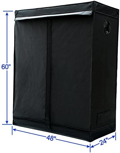 Upgraded! 48"x24"x60" 100% Reflective Mylar Hydroponic Grow Tent for Indoor Plant Growing