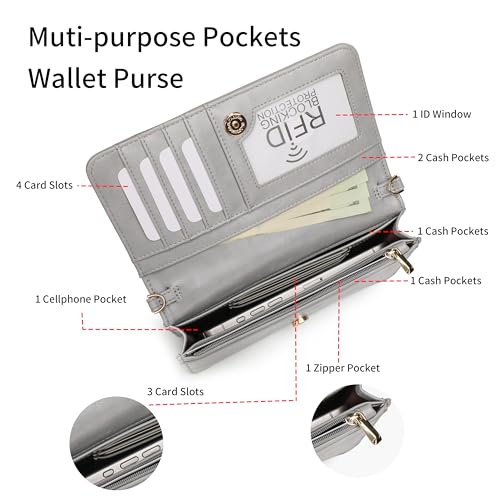 ANFUMAN Crossbody Bags For Women Wristlet Wallet Phone Purse Shoulder handbags Multi-Function Small RFID Clutch Card Holder by ANFUMAN - Used condition - Image 5