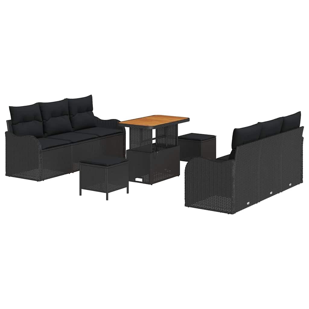 SYDE Zestaw Sofa Ogród 9-częściowy 8-osobowa Czarny
