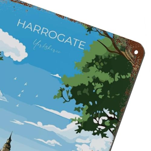 Plaque métal Harrogate impression rétro premium pour déco de maison - 6