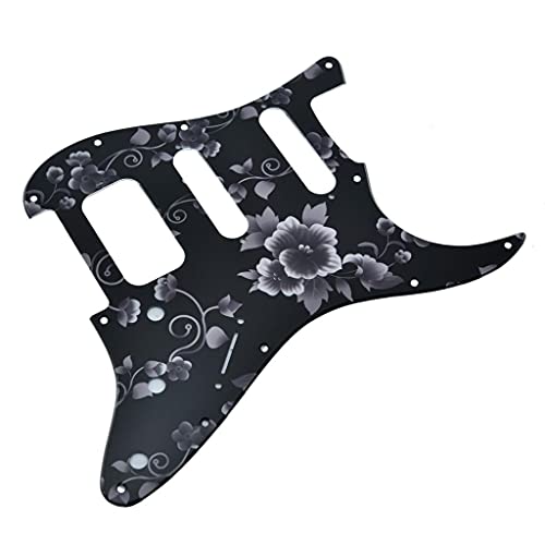 Dopro 11-Hole Strat Hss Guitar Pickguard 2-Screw Humbucking Pickup Mount For American Fd Stratocaster Flower Pattern #TOP2