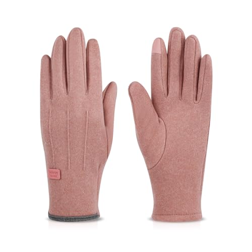 Photo de LuckyOpt Gants d'hiver pour femmes, guantes de dedo de pantalla táctil Con forro de Peluche, guantes de conducción a prueba de Viento para correr Ciclismo escalada conducción al aire Libre (rose)