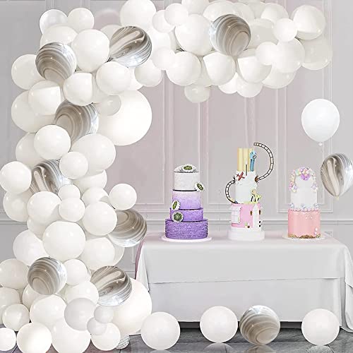 Arche Ballon Blanc, Kit de Guirlande de Ballon Blanc Arche de Ballon Anniversaire Ballon Décoration de Mariage l' engagement Saint Valentin, Anniversaire, Fond fête Décoration Fournitures Cover