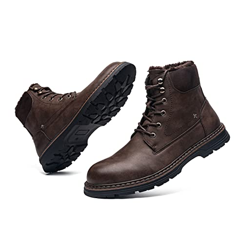 Image of AMAPO Men Oxford Boots, Buckle Dress Boot, Casual Men Boots Lace-Up Side Zipper