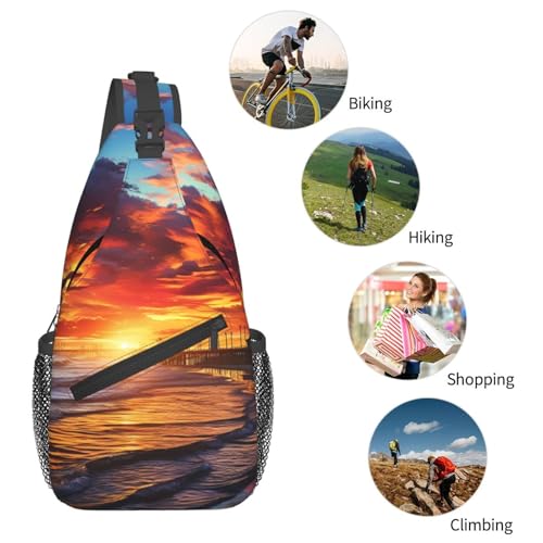 Bolso tipo Sling unisex negro para viaje y senderismo miniatura 5