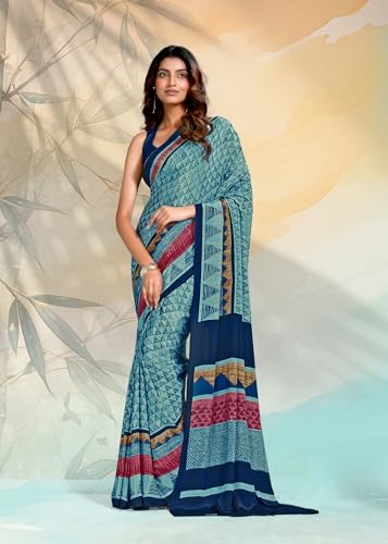Image of Jaanvi fashion Women's Crepe Silk Saree with Unstitched Blouse Piece | Soft Lightweight Traditional Ethnic Wear Saree for Party, Wedding, Festival