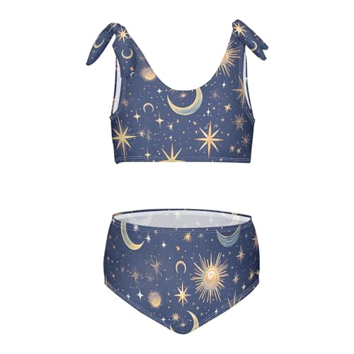 KLL Starry Night Star Sun Moon Girls' Two Piece Bikini Set Beach Swimsuits Swimming Suits Cute Shoulder Strap