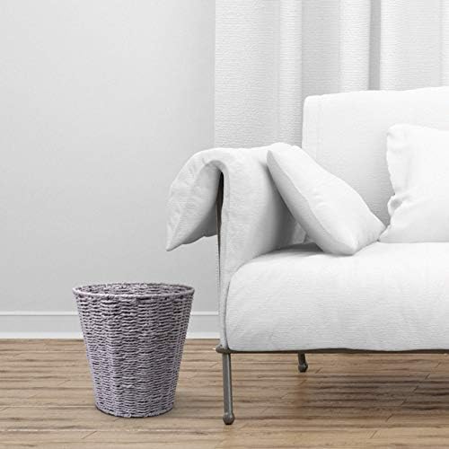 woodluv Round Waste Paper Basket Bin - Rubbish Bin for Bedroom, Bathroom, Offices or Home - Grey
