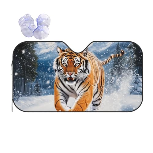 Pare-soleil voiture tigre sauvage 70x130cm pliable avec ventouses pour SUV et berlines