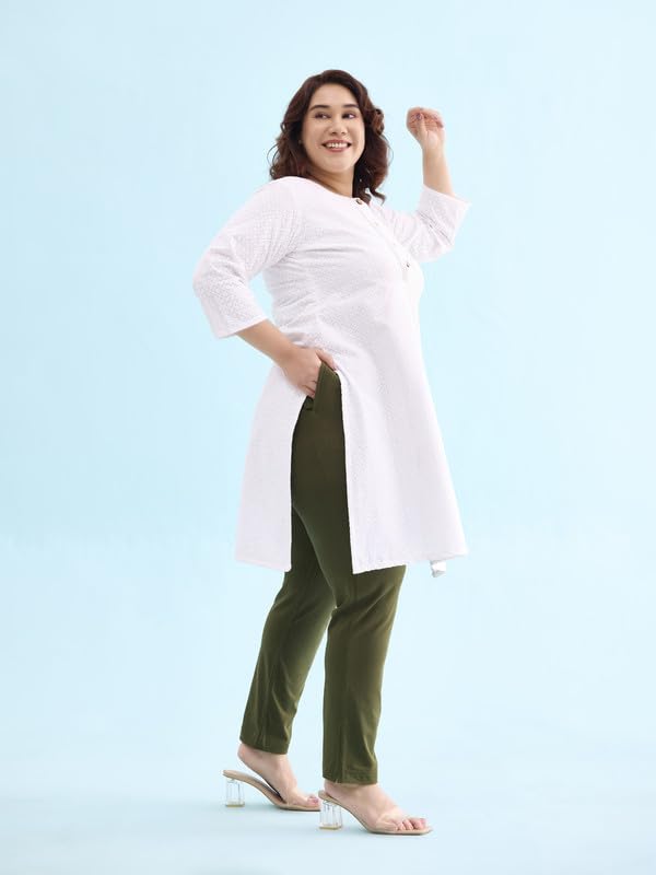 Image of GO COLORS Soft Cotton Stretch Kurti Pants Full Length for Women| Breathable, Mid Rise