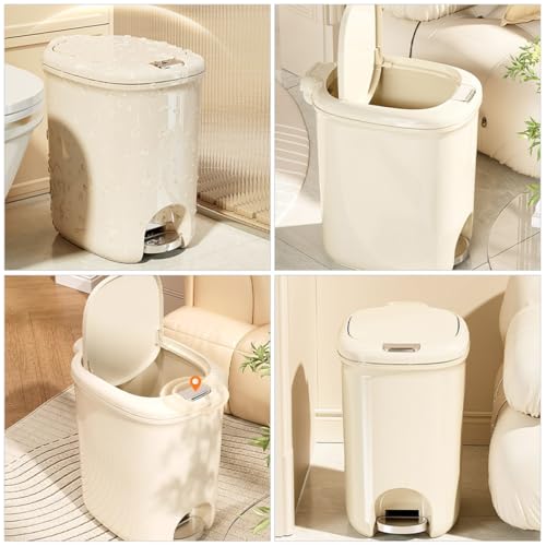 Bote de basura con pedal crema 2L para cocina y dormitorio miniatura 4