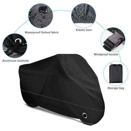 image for XYZCTEM Motorcycle Cover -Waterproof Outdoor Storage Bag,Made of Heavy