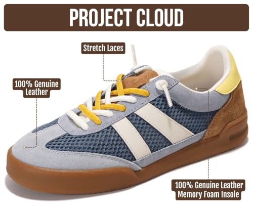 Image of Genuine Leather Slip On Sneakers for Women with Leather Memory Foam Insole | Memory Foam Insole Lightweight Shoes for Women - Womens Fashion Sneakers - Comfortable Women Footwear Everyday Essentials