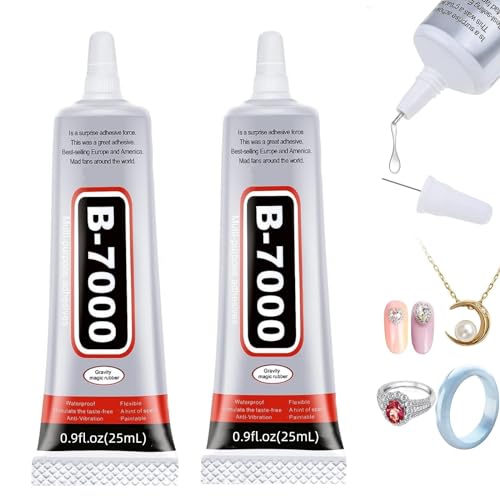 B7000 Super Glue 15ml/0.5oz (2 Pack) Multi Functional Glue Transparent Paste Adhesive Multi-Function Repair Glues Suitable for Phone Jewelry Glass Wood Metal Fabric (15ML-2pcs)