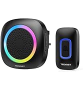TECKNET Wireless Doorbell, Plug in Doorbell with RGB Light, IP66 Waterproof Portable Cordless Bat...