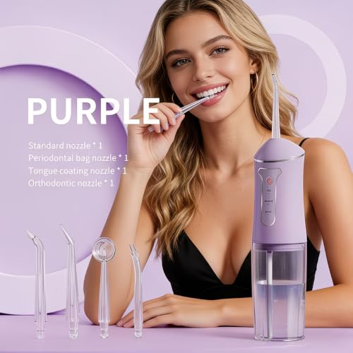 Image of Portable Oral Irrigator Water Flosser for Teeth Cleaning, Rechargeable Cordless Dental Flosser with 3 Cleaning Modes, 220ML Water Tank, Waterproof USB Charging Oral Care Device for Adults & Kids