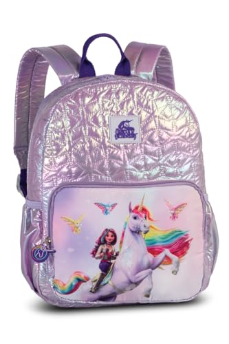 Sac à dos Unicorn Academy 9l rose holographique pour fille avec poche avant