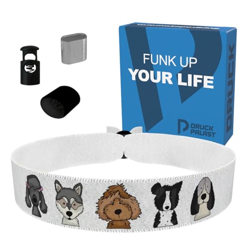Hunde-Motiv-Armband - Stoffarmband mit süßen Hunde-Motiven für Hundeliebhaber - Wasserfestes Satinarmband - Geschenk für Hundebesitzer - Stylisches Hunde-Accessoire