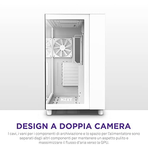 NZXT H9 Flow Dual-Chamber ATX Mid-Tower Computer Case/Gaming Cabinet - White |Support -ATX, Micro-ATX, Mini-ITX | Pre-Installed 4 X 120mm Fans - CCM-H91FW-01