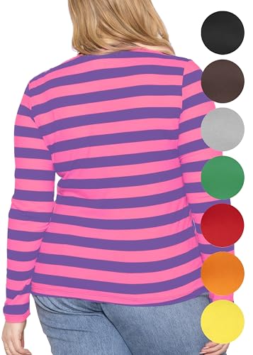 STRETCH IS COMFORT Women’s Long Sleeve Lay Flat Crew Neck Tee | Everyday Top | Plus & Regular Sizes S-5X3