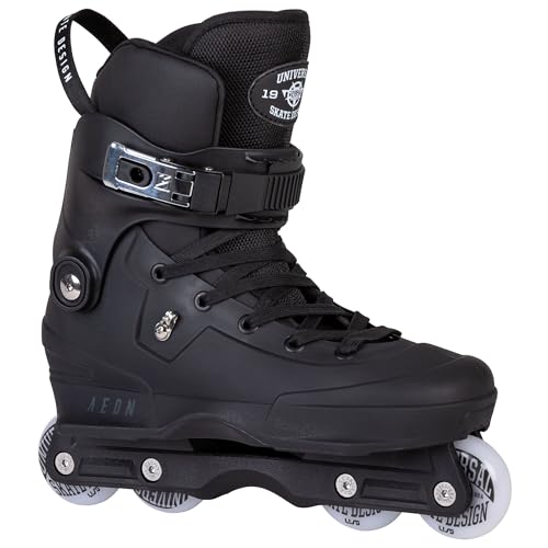USD Aeon 60 Patines en línea negros agresivos - Patines de acrobacias ABEC 9 Dual Fit Liner - Para skatepark y calle (43-44)