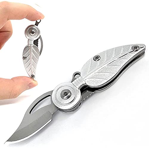 RUSTOO Accessoires de Camping, Cutter Pliant Compact en Acier Inoxydable Portable, Mini Cutter en Acier Inoxydable, Cutter de Poche Porte-clés, pour Le Camping et la randonnée, Outil de Camping Cover
