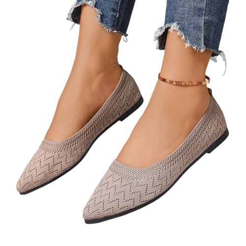 Womens Knit Slip On Flats Pointed Toe Comfort Dress Shoes with Low Wedge Design3