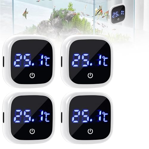 Aquarium Thermometer,4 Stück Digital Aquarienthermometer, Mini Aquariumthermometer Digital mit LED Display, Terrarium Thermometer, Hochpräzisions-Temperatursensor für Aquarium Zubehör Aquarium Thermometer,4 Stück Digital Aquarienthermometer, Mini Aquariumthermometer Digital mit LED Display, Terrarium Thermometer, Hochpräzisions-Temperatursensor für Aquarium Zubehör