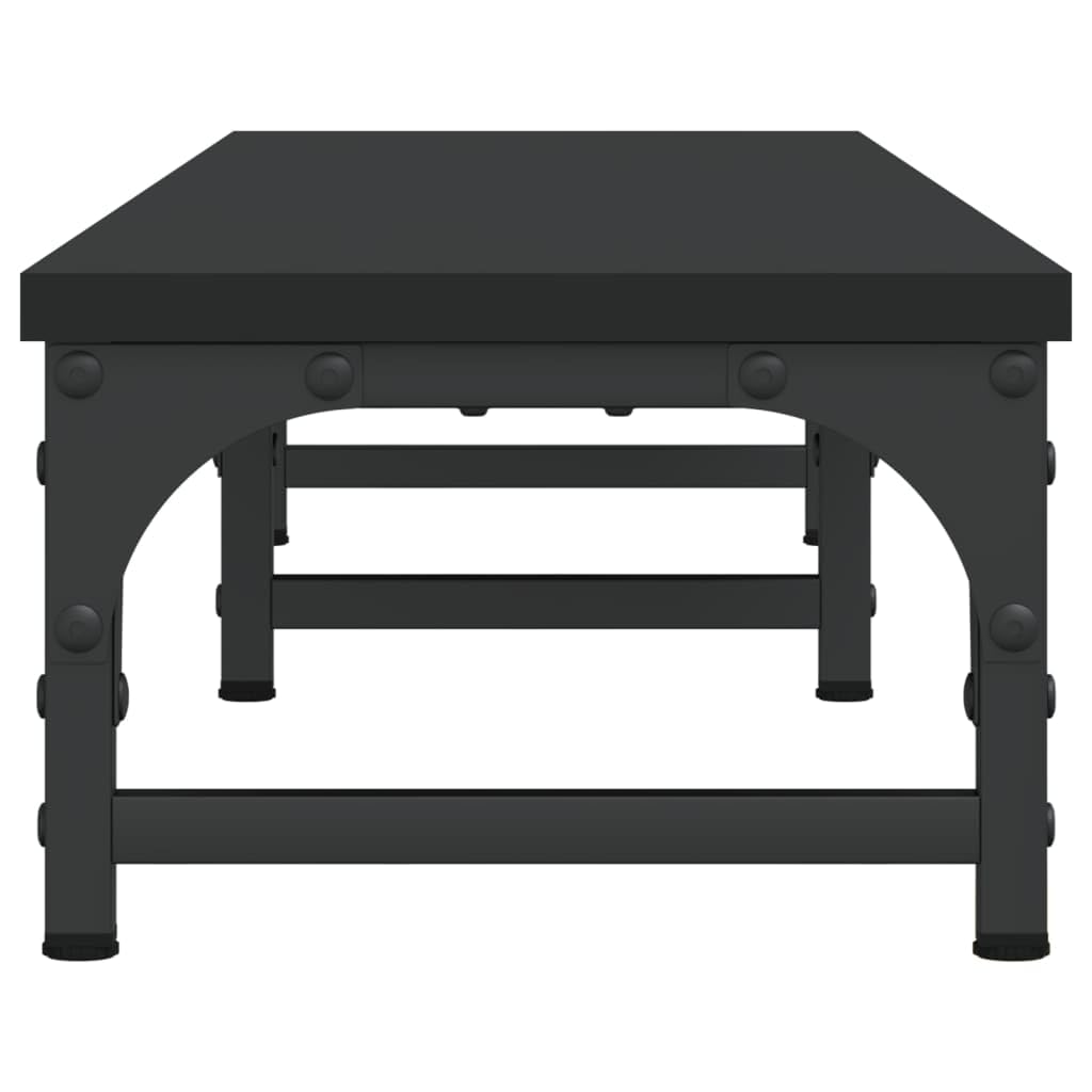 Supporto per monitor nero in legno 105 x 23 x 15,5 cm con gambe regolabili, rialzo ergonomico per PC, laptop, notebook, tablet sul posto di lavoro