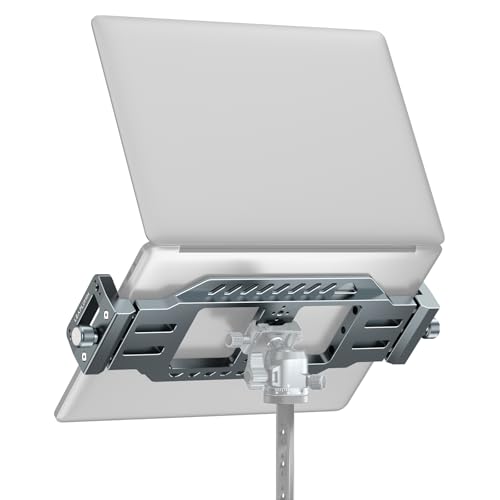 Laptop Tripod Mount with 1/4" & 3/8" Screw Holes, Arca Swiss Plate, Rubber Pad for Secure Laptop Holding – Works with Tripod Head for Vertical/Horizontal– Ideal for Musicians, Studio Recording