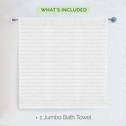 Image of Elegant Comfort 100% Turkish Cotton Corduroy Ribbed Luxury Jumbo Bath Towel Ultra Soft - 35 x 70 Inch - Luxury Spa Premium Hotel Quality Highly Absorbent and Quick Dry Large Bath Towel, White