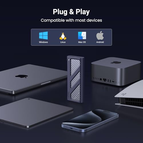 UGREEN 40Gbps M.2 NVMe SSD Enclosure with Cooling Fan&Anti-Drop Cover | SSD Enclosure Compatible with Thunderbolt 4/3 & USB4/3.2/3.0/2.0 for M1/M2 Pro; Fits M/B&M Key 2230/2242/2260/2280 SSDs - Image 6