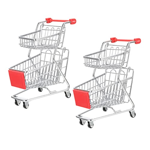 Toddmomy Mini Shopping Cart 2pcs Foldable Wagon Mini Cart for Boys and Girls Photo Prop Models