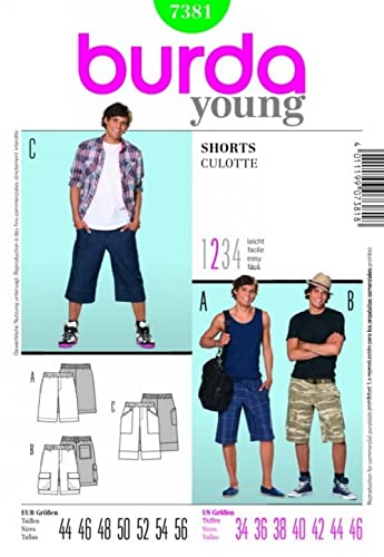 Burda Mens Sewing Pattern 7381 - Shorts Sizes: 34-46
