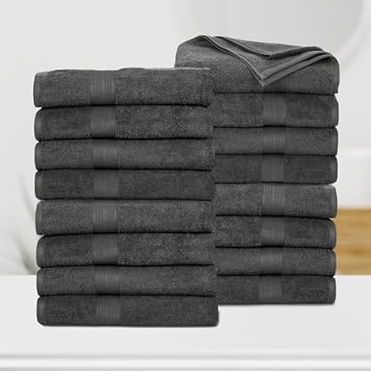 Ample decor, 16-teiliges Handtuch-Set, 100 % Baumwolle, Handtücher für Badezimmer, weich und sehr saugfähig, dicke Konstruktion, Grau – Bild 3