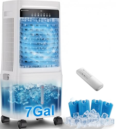 YEW 2200CFM Swamp Cooler Air Conditioner, Evaporative Air Cooler with 7 Gal Water Tank,4 Ice...